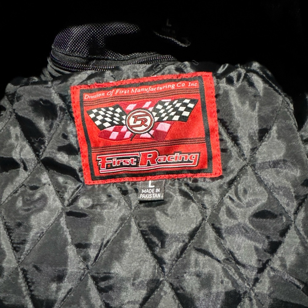 First Racing Armored Black Motorcycle Jacket, Reflective with Inner Liner - Picture 4 of 8